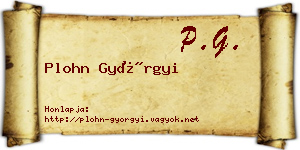 Plohn Györgyi névjegykártya